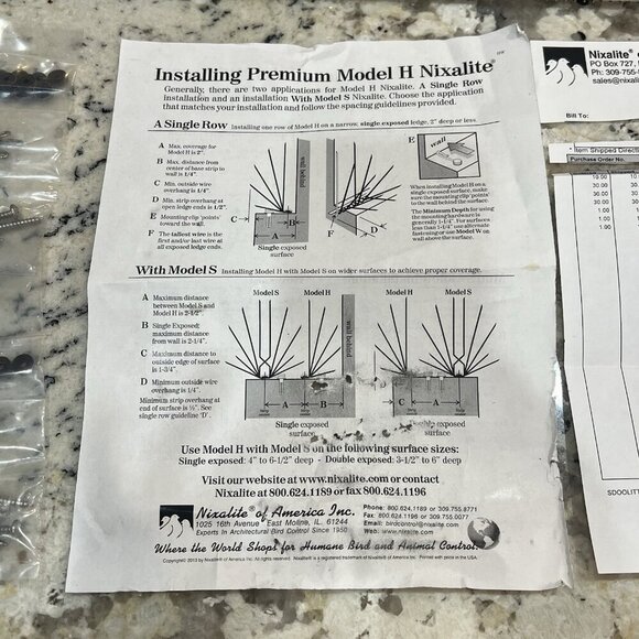 Nixalite Model H Bird Spiked 10 X 2 Feet Wildlife Deterrent Kit Stainless Steel - Picture 9 of 16